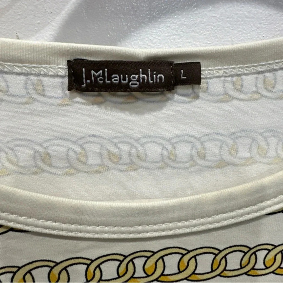 J McLaughlin White and Gold Chain Print Top - Picture 3 of 7